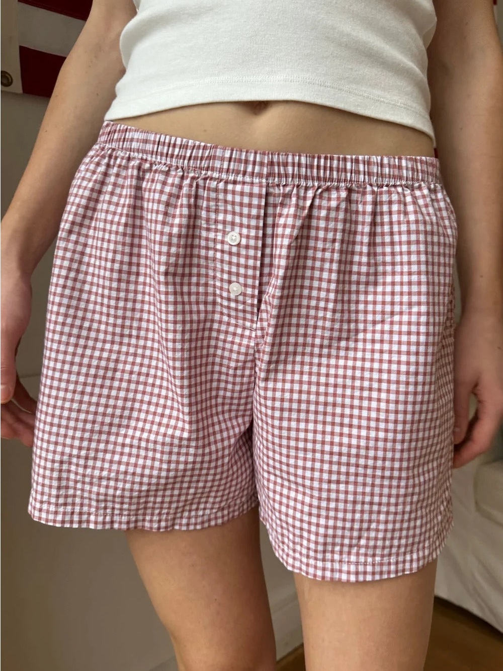 Brandy Melville - Keira Long Gingham Boxer Shorts